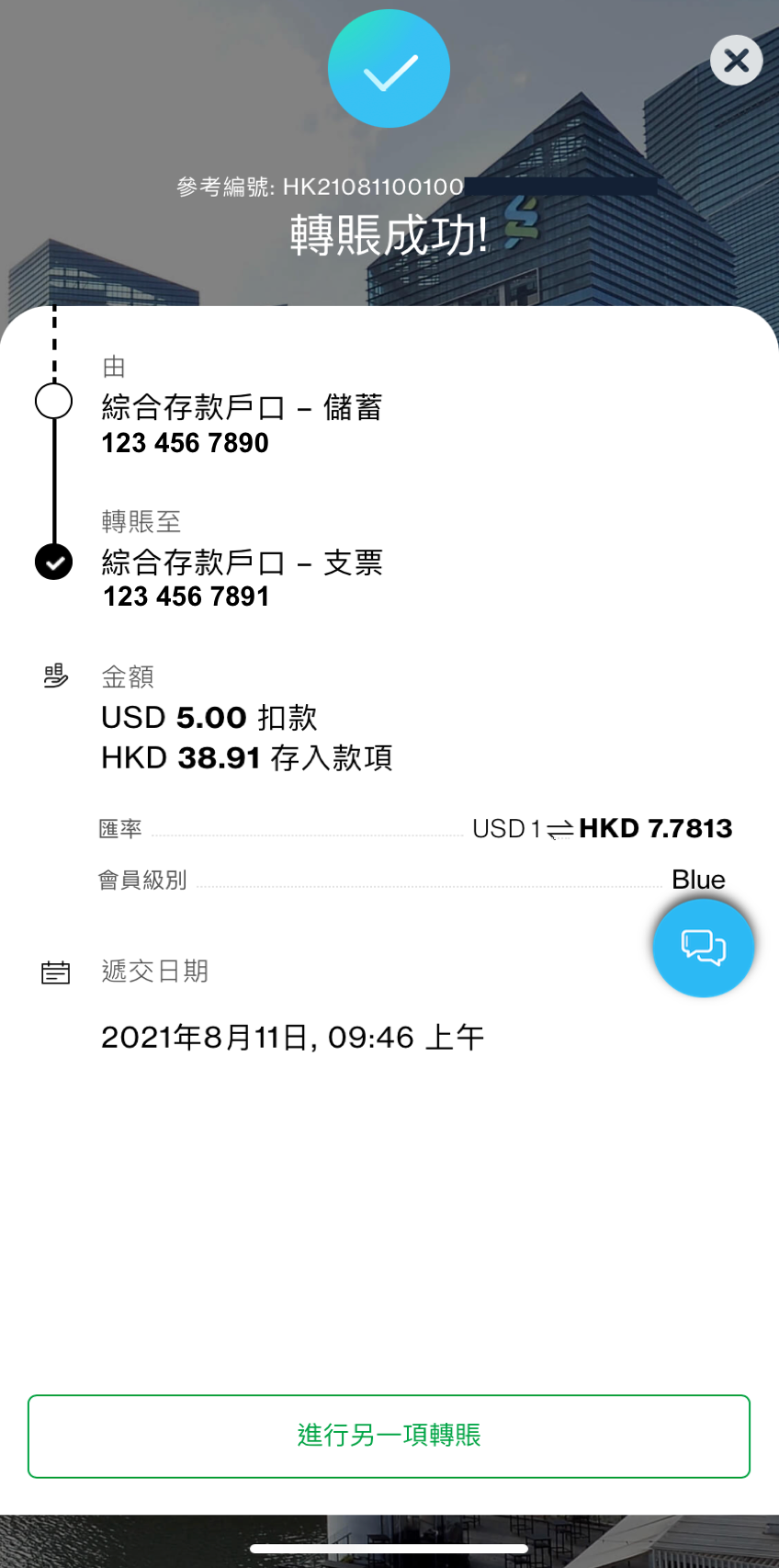 轉賬已遞交!